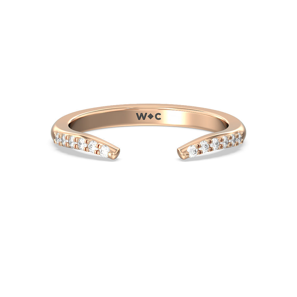 Knife Edge Trillion Diamond Cuff Wedding Band with 18KT Rose Gold Cut Diamond in 14KT Rose Gold view 1