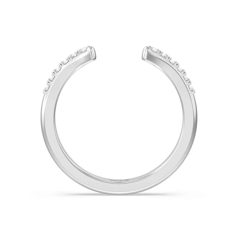 Knife Edge Trillion Diamond Cuff Wedding Band with Platinum Cut Diamond in 14KT Platinum view 2