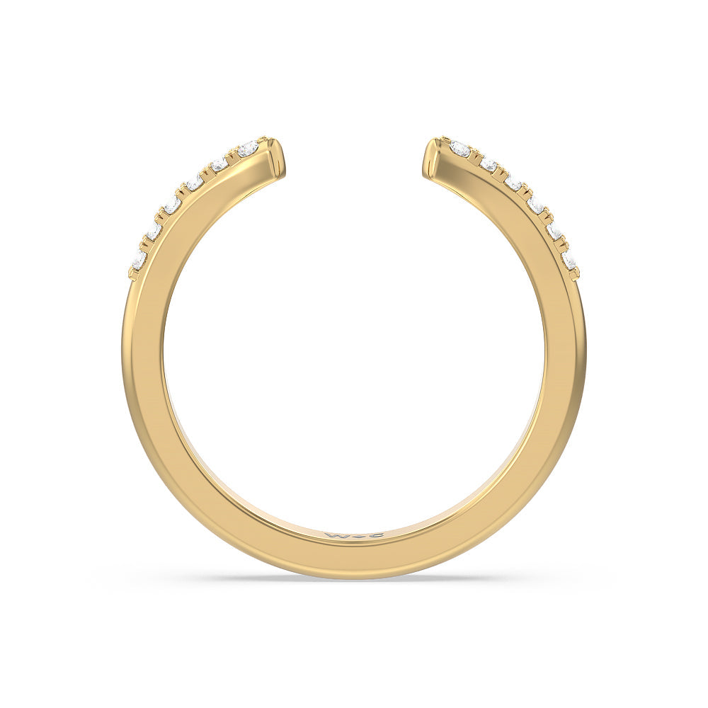 Knife Edge Trillion Diamond Cuff Wedding Band with 18KT Yellow Gold Cut Diamond in 14KT Yellow Gold view 2