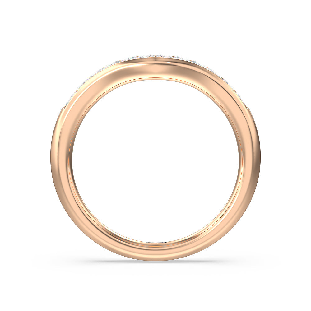 Classic Channel Set Princess Kite Basket Diamond Wedding Band with 18KT Rose Gold Cut Diamond in 14KT Rose Gold view 2