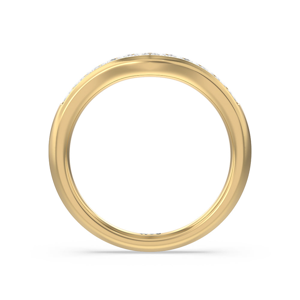 Classic Channel Set Princess Kite Basket Diamond Wedding Band with 18KT Yellow Gold Cut Diamond in 14KT Yellow Gold view 2