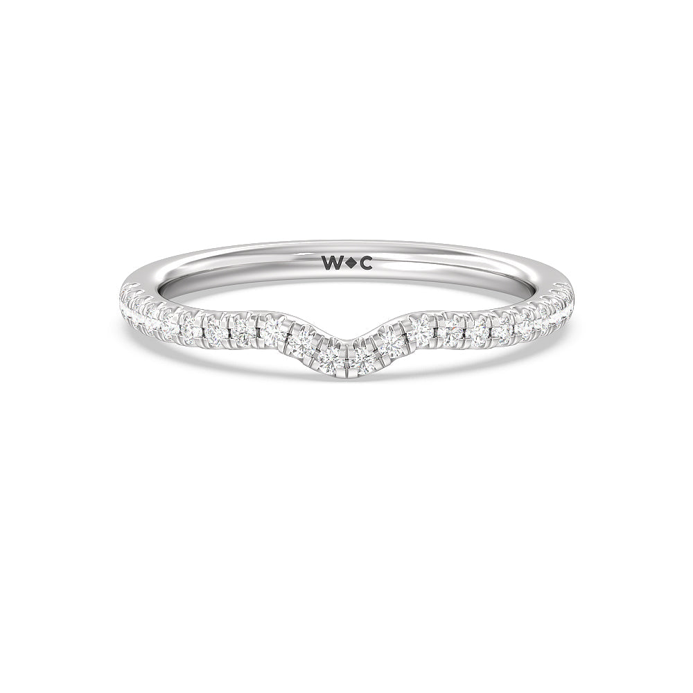 Grooved Taper Cathedral Solitaire Diamond Wedding Band with Platinum Cut Diamond in 14KT Platinum view 1