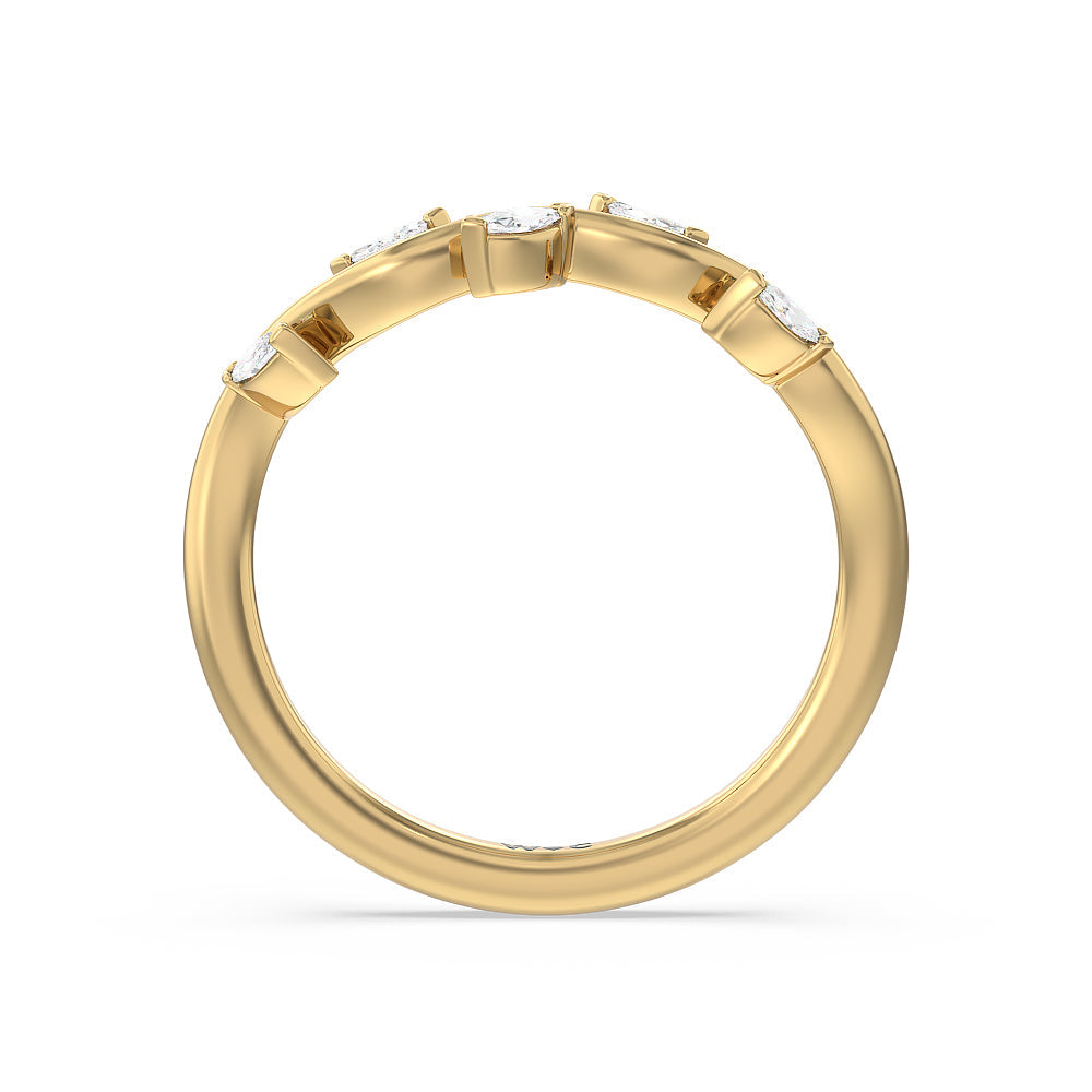 Slender Vine Six Prong Solitaire Diamond Wedding Band with 18KT Yellow Gold Cut Diamond in 14KT Yellow Gold view 2