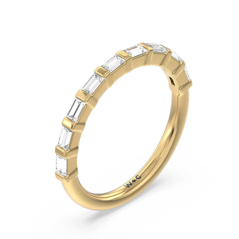 Vintage Baguette Halo Solitaire Diamond Wedding Band with 18KT Yellow Gold Cut Diamond in 14KT Yellow Gold view 4