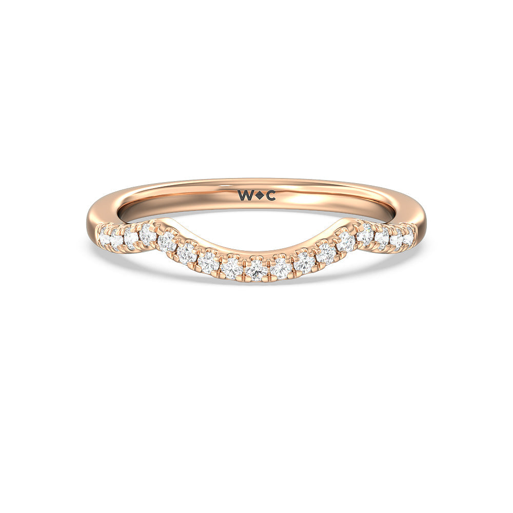 Elegant Halo Side Stone Accent Solitaire Diamond Wedding Band with 18KT Rose Gold Cut Diamond in 14KT Rose Gold view 1
