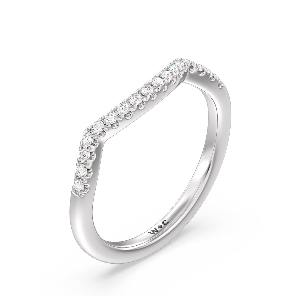 Elegant Halo Side Stone Accent Solitaire Diamond Wedding Band with Platinum Cut Diamond in 14KT Platinum view 4