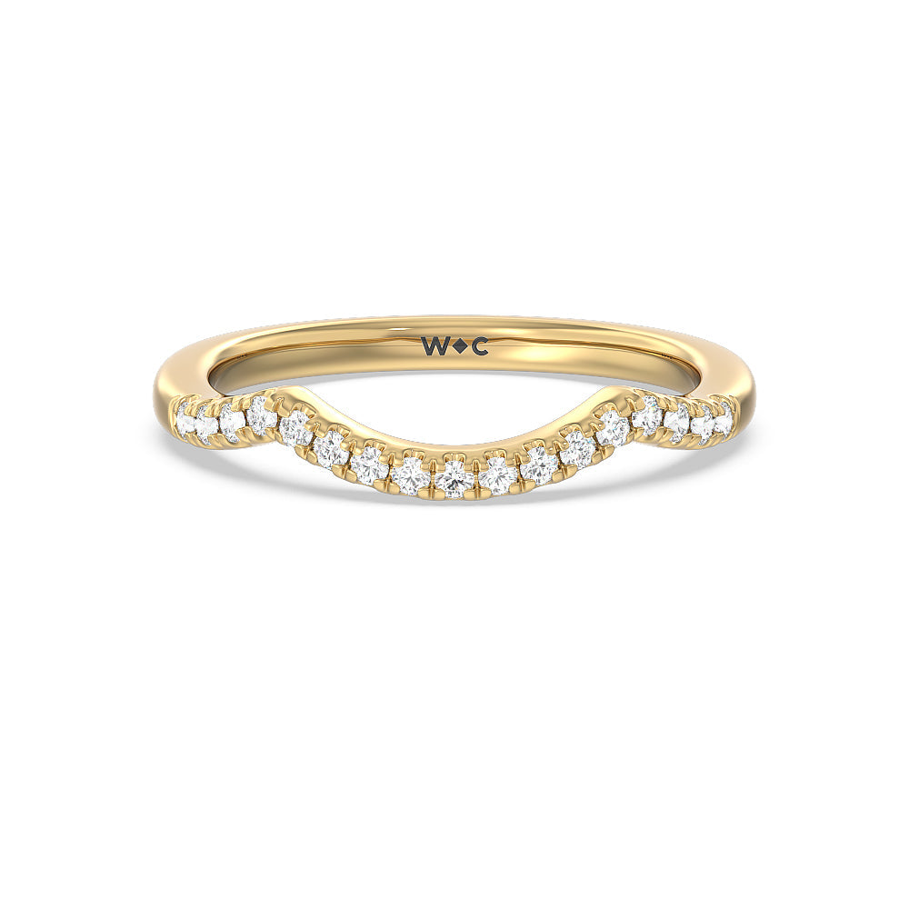 Elegant Halo Side Stone Accent Solitaire Diamond Wedding Band with 18KT Yellow Gold Cut Diamond in 14KT Yellow Gold view 1
