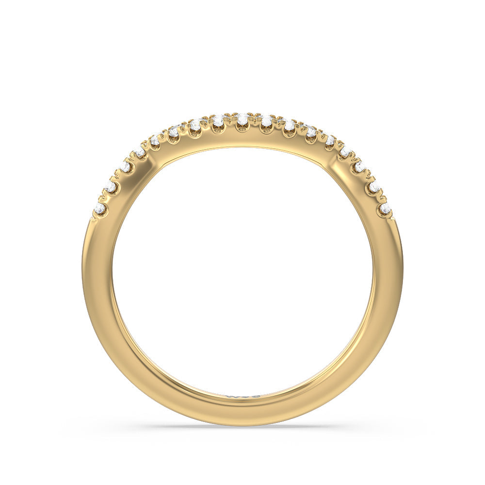 Elegant Halo Side Stone Accent Solitaire Diamond Wedding Band with 18KT Yellow Gold Cut Diamond in 14KT Yellow Gold view 2