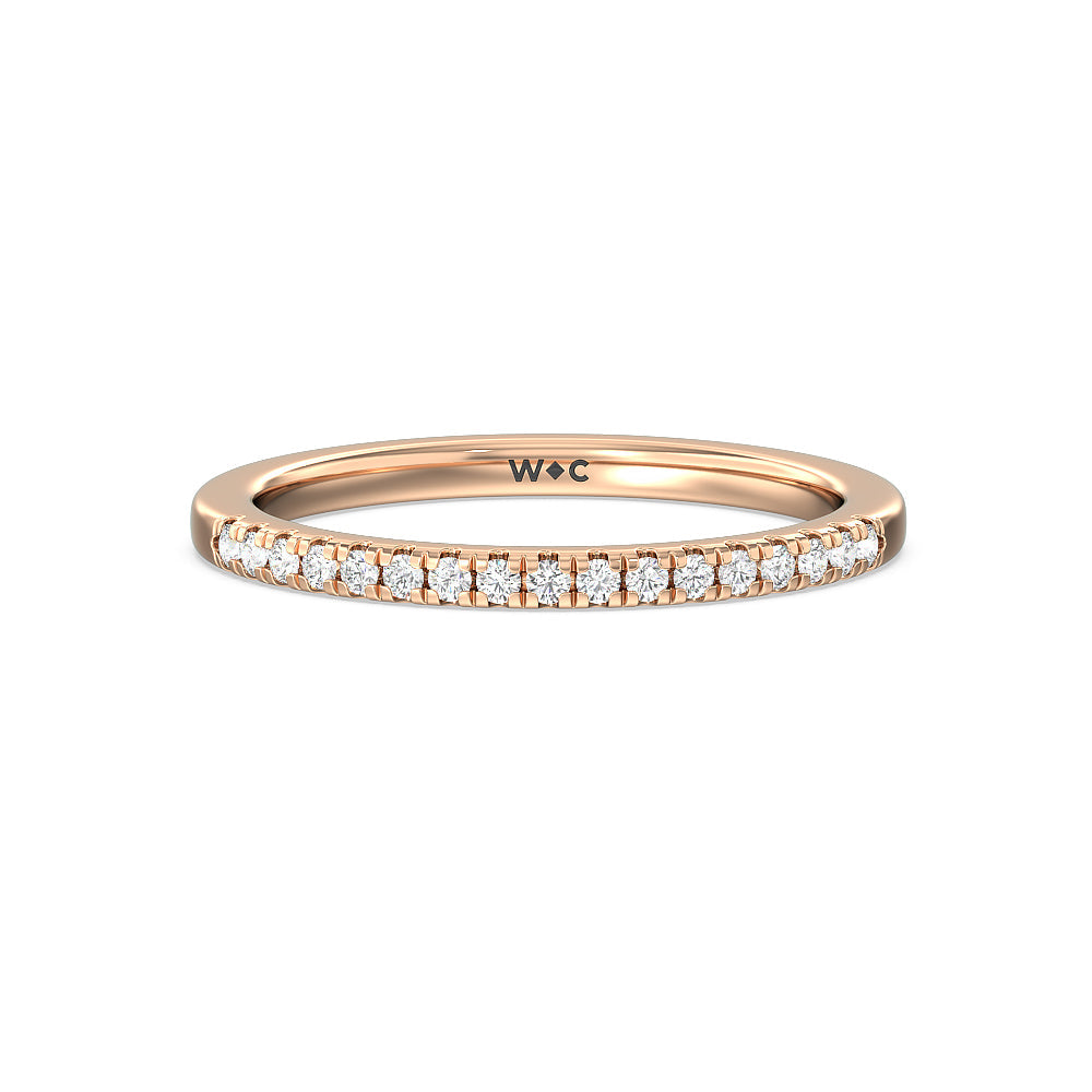 East West Halo Cathedral Wedding Band with 18KT Rose Gold Cut Diamond in 14KT Rose Gold view 1