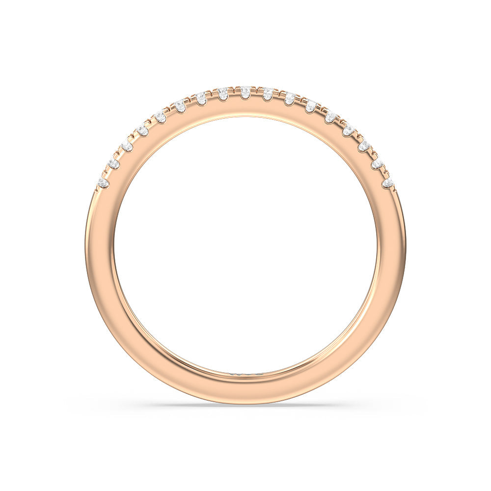 East West Halo Cathedral Wedding Band with 18KT Rose Gold Cut Diamond in 14KT Rose Gold view 4