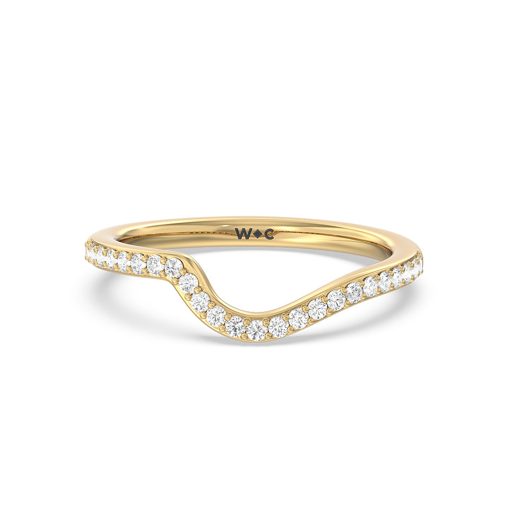 Crossover Arm Studded Shank Diamond Wedding Band with 18KT Yellow Gold Cut Diamond in 14KT Yellow Gold view 1