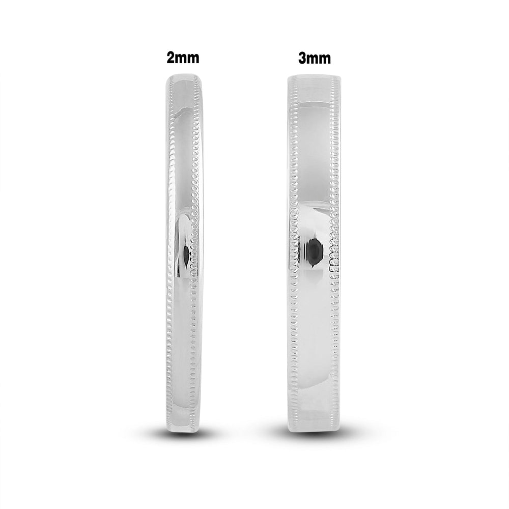 Women's Milgrain Medium Dome Comfort Fit Band with 18KT White Gold / 2 Cut Diamond in 14KT White Gold / 2 view 5