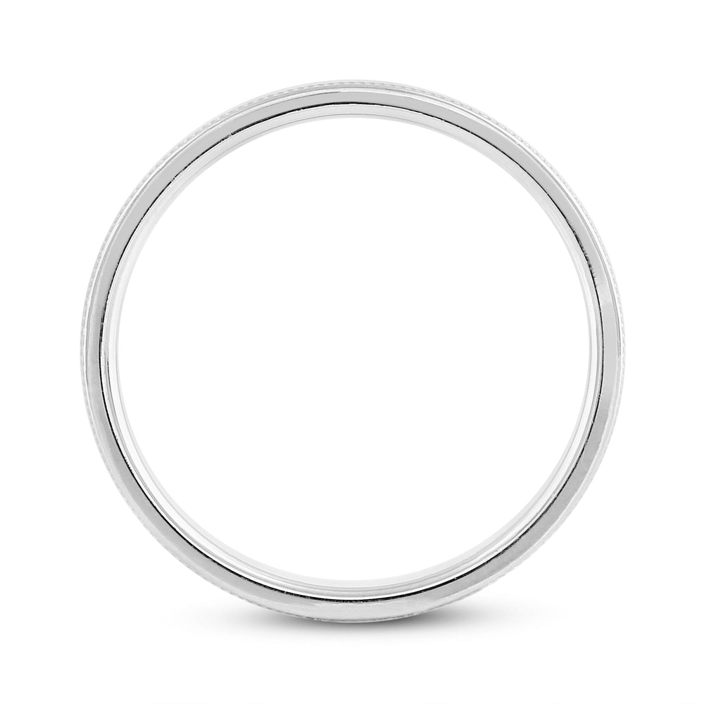 Women's Milgrain Medium Dome Comfort Fit Band with 18KT White Gold / 2 Cut Diamond in 14KT White Gold / 2 view 4