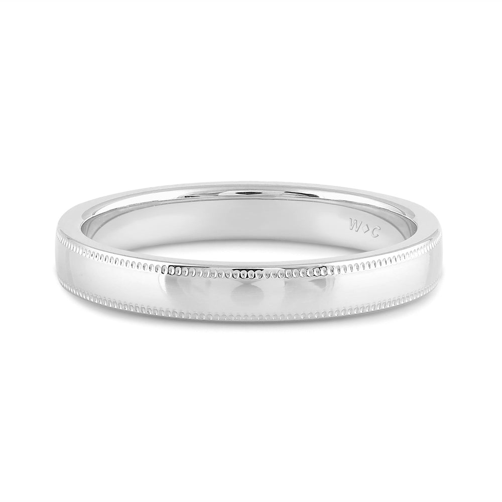 Women's Milgrain Medium Dome Comfort Fit Band with 18KT White Gold / 3 Cut Diamond in 14KT White Gold / 3 view 1