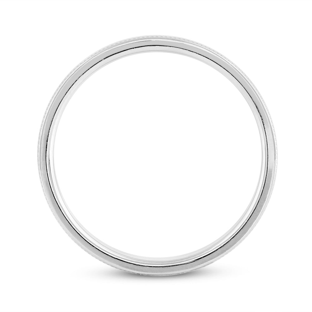 Women's Milgrain Medium Dome Comfort Fit Band with 18KT White Gold / 3 Cut Diamond in 14KT White Gold / 3 view 4