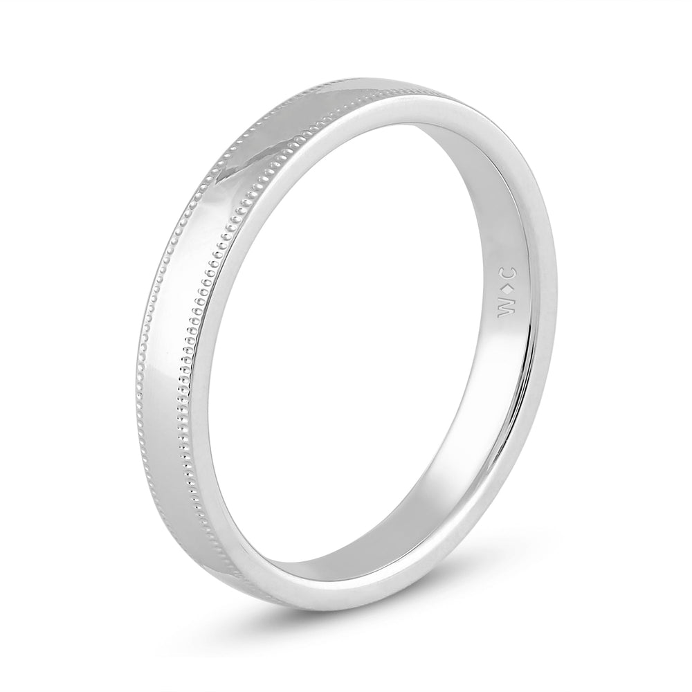 Women's Milgrain Medium Dome Comfort Fit Band with 18KT White Gold / 3 Cut Diamond in 14KT White Gold / 3 view 6