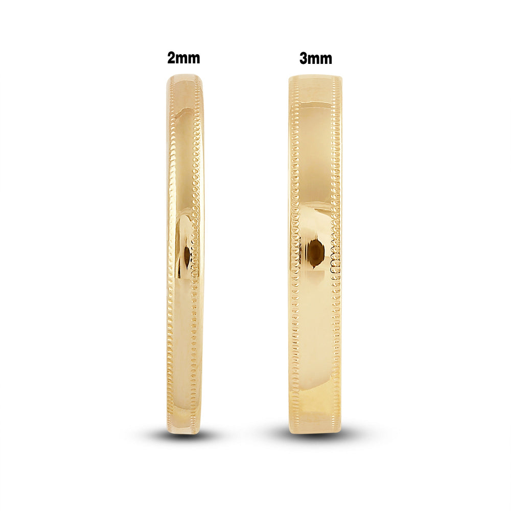 Women's Milgrain Medium Dome Comfort Fit Band with 18KT Yellow Gold / 3 Cut Diamond in 14KT Yellow Gold / 3 view 5