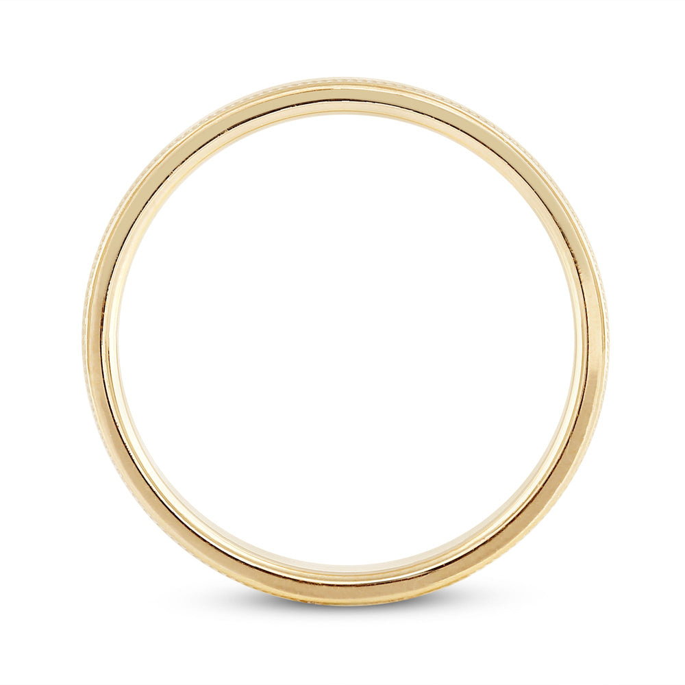 Women's Milgrain Medium Dome Comfort Fit Band with 18KT Yellow Gold / 3 Cut Diamond in 14KT Yellow Gold / 3 view 4