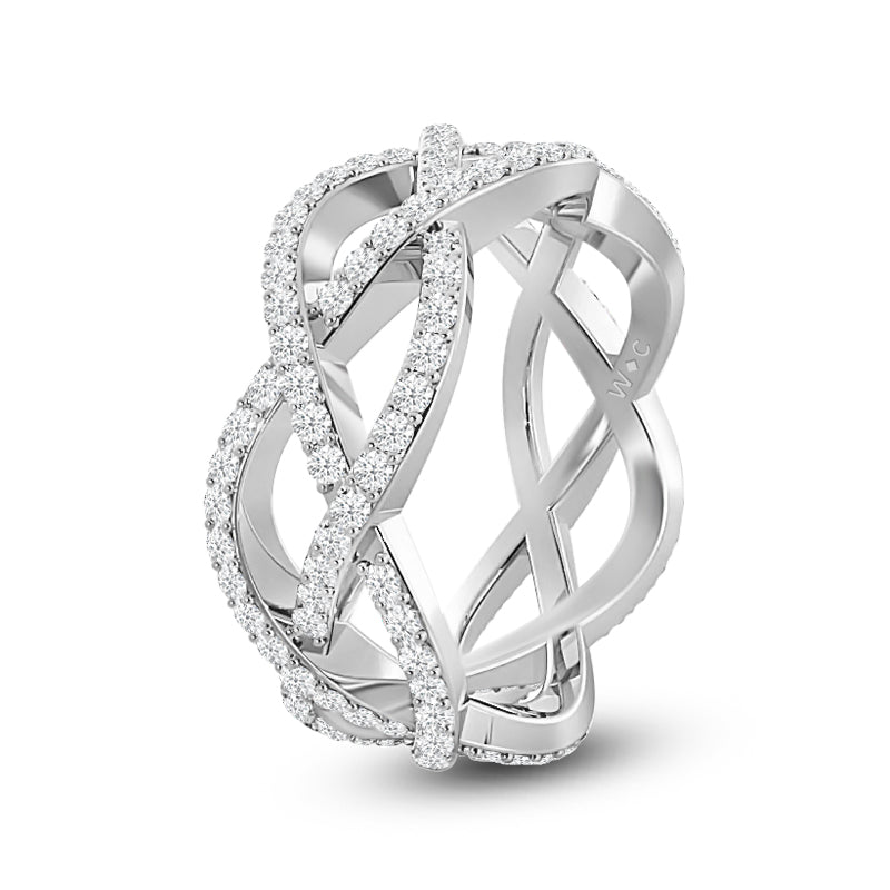 Loose Braid Diamond Eternity Ring with Platinum / Lab / 1 Cut Diamond in 14KT Platinum / Lab / 1 view 2