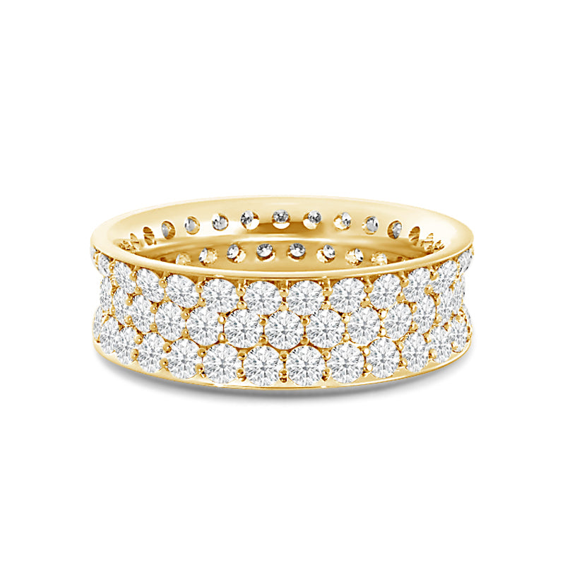 Concave Triple Row Diamond Eternity Ring with 18KT Yellow Gold / Lab / 3 Cut Diamond in 14KT Yellow Gold / Lab / 3 view 1
