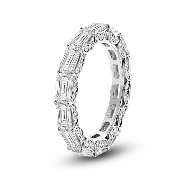 East-West Sash-Set Emerald Cut Diamond Eternity Ring with Platinum / Lab / 4 5/8 Cut Diamond in 14KT Platinum / Lab / 4 5/8 view 2