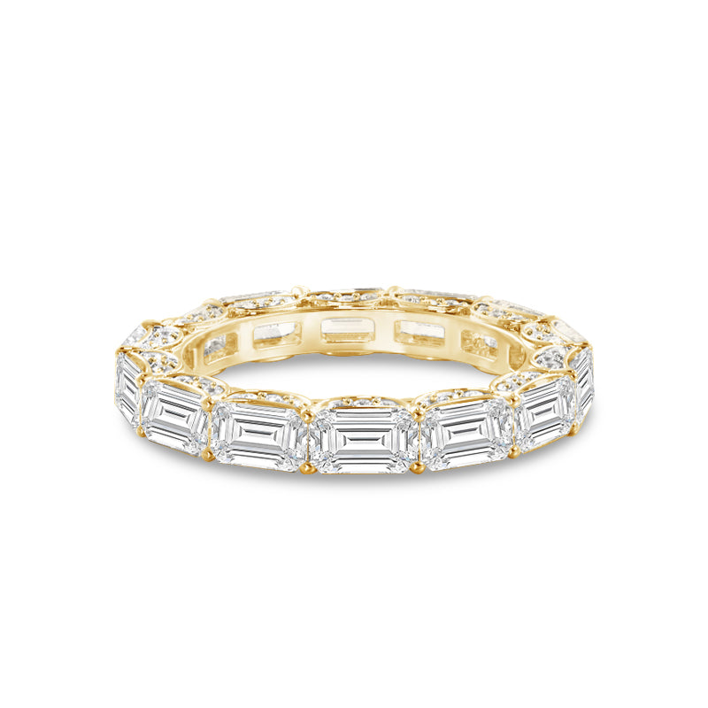 East-West Sash-Set Emerald Cut Diamond Eternity Ring with 18KT Yellow Gold / Lab / 7 3/8 Cut Diamond in 14KT Yellow Gold / Lab / 7 3/8 view 1