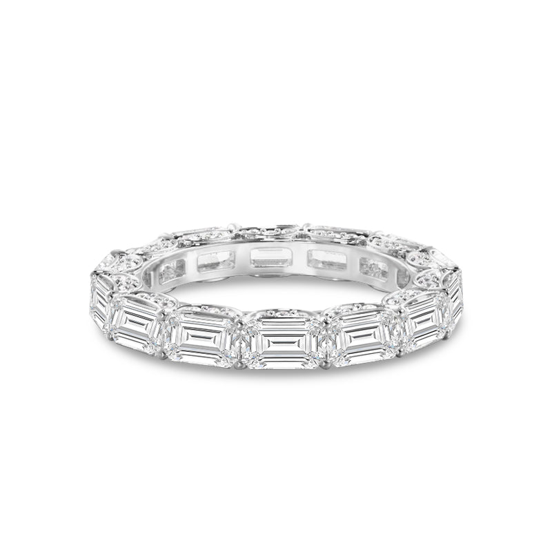 East-West Sash-Set Emerald Cut Diamond Eternity Ring with Platinum / Lab / 9 1/3 Cut Diamond in 14KT Platinum / Lab / 9 1/3 view 1