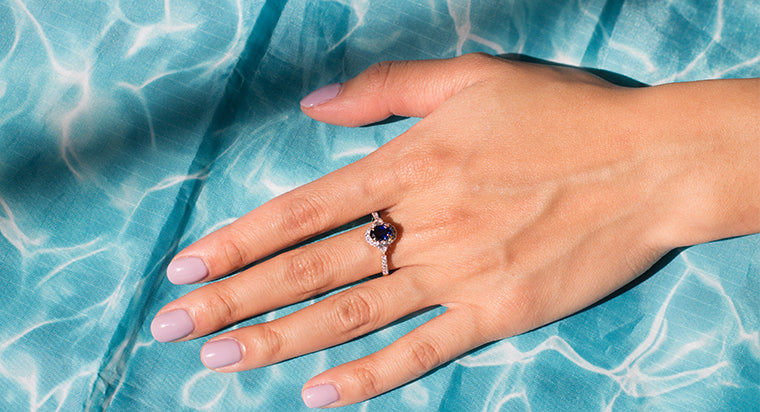 Women wearing Sapphire Engagement Ring