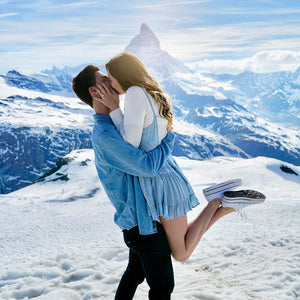 Winter Holiday Proposal: Couple proposal in mountains
