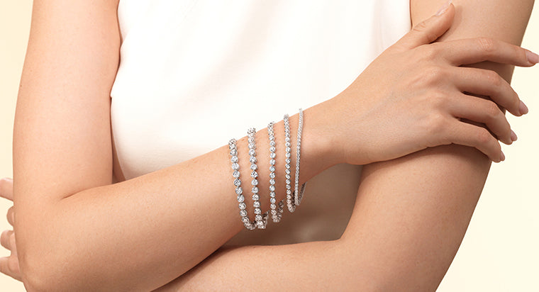 Model displaying Tennis Bracelets