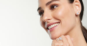 Model Displaying Mixed Metal Engagement Ring