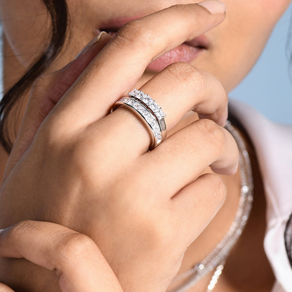 Model Displaying Wedding Bands
