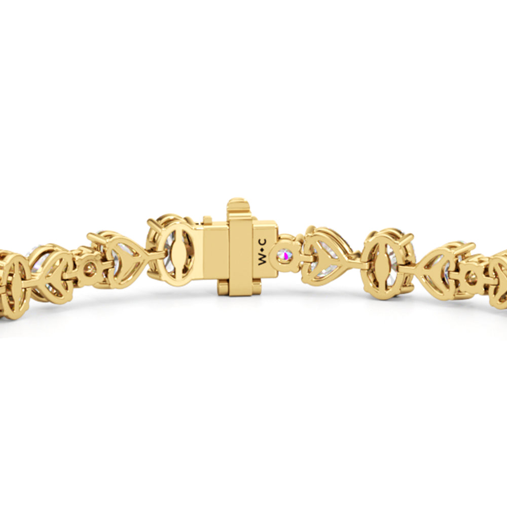 Heart and Oval Tennis Bracelet with Lab Cut Diamond in 14KT Yellow Gold view 5
