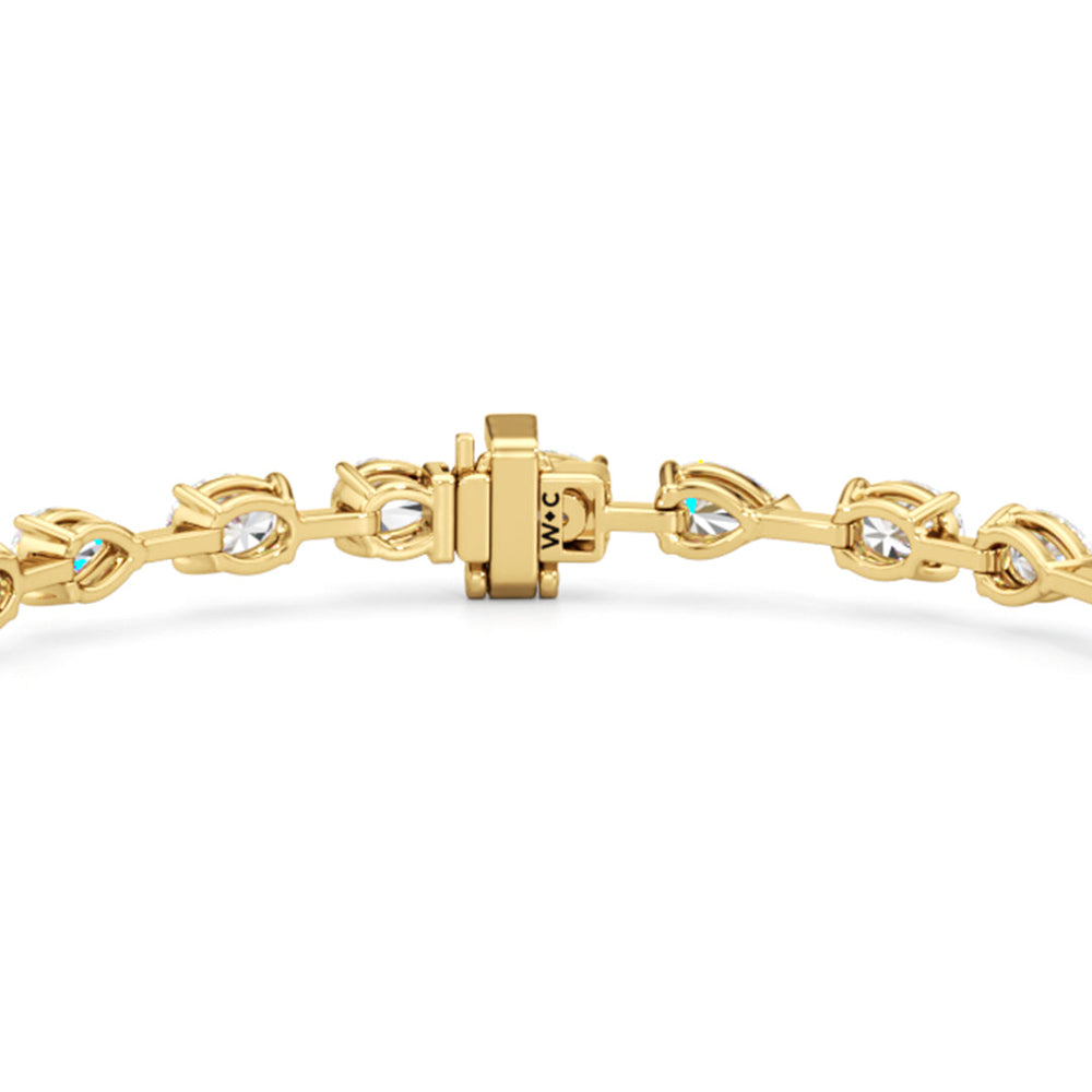 Pear and Oval Tennis Bracelet with 6 Cut Diamond in 14KT Yellow Gold view 7
