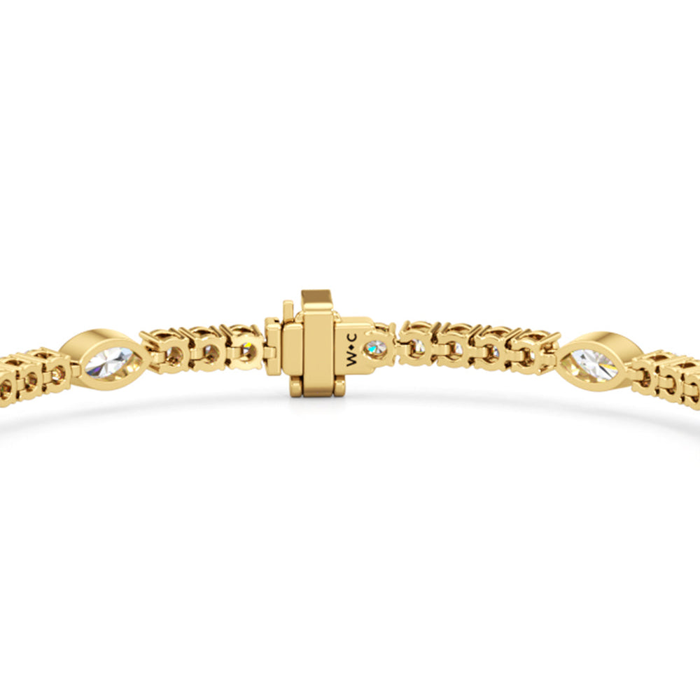 Marquise Station Tennis Bracelet with 4 1/2 Cut Diamond in 14KT Yellow Gold view 7
