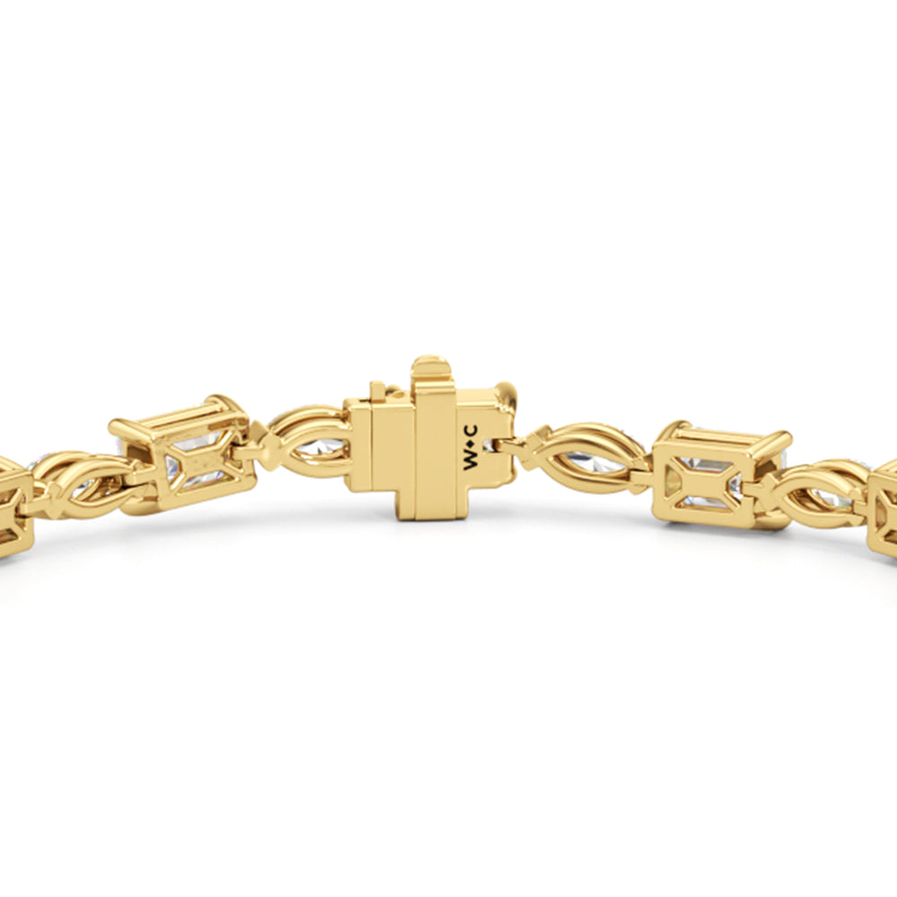 Marquise and Emerald Alternating Tennis Bracelet with Lab Cut Diamond in 14KT Yellow Gold view 5
