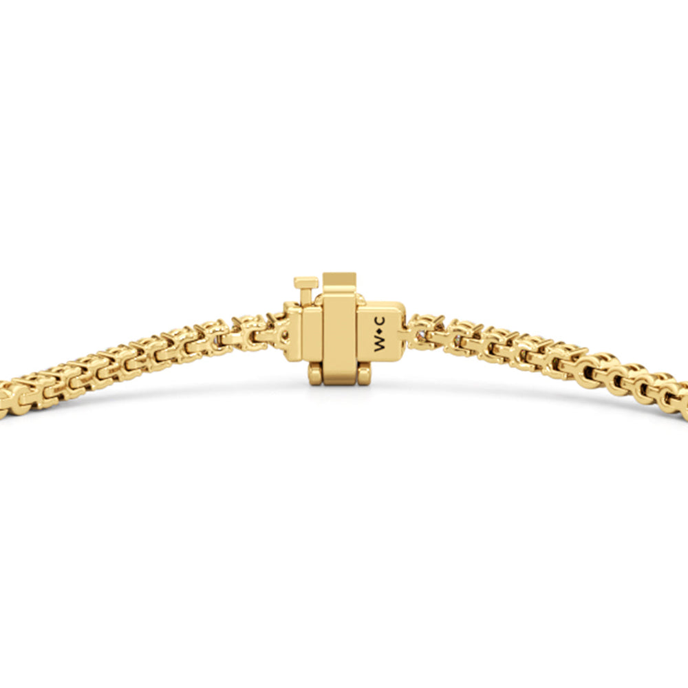 Gold Beaded and Round Diamond Tennis Bracelet with Lab Cut Diamond in 14KT Yellow Gold view 7
