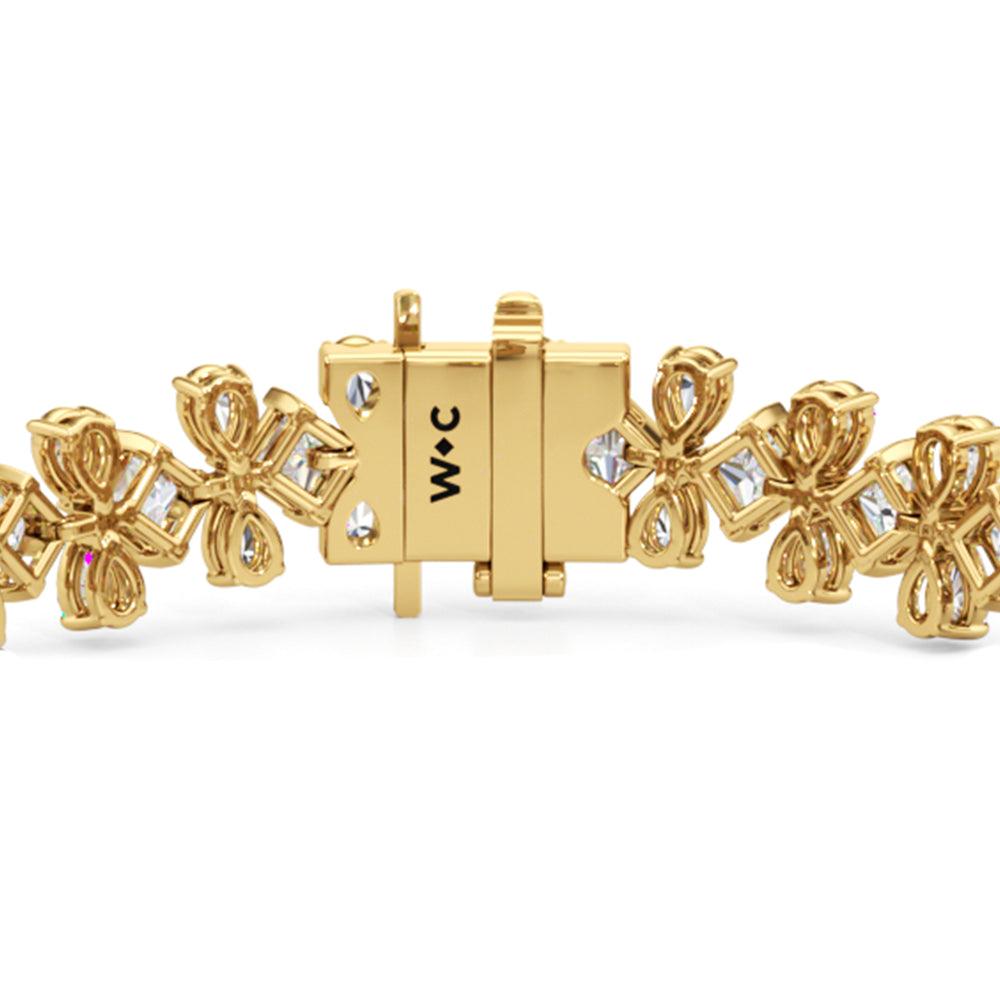 Fluer-de-lis Tennis Bracelet with Lab Cut Diamond in 14KT Yellow Gold view 4

