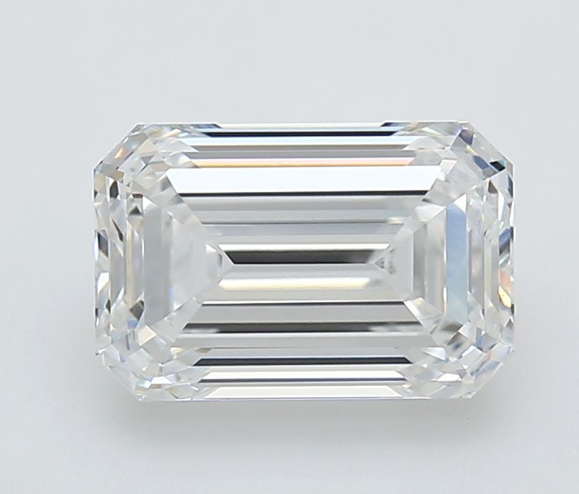3.07 Carat Emerald Lab Diamond with  Cut Diamond in 14KT  view 1
