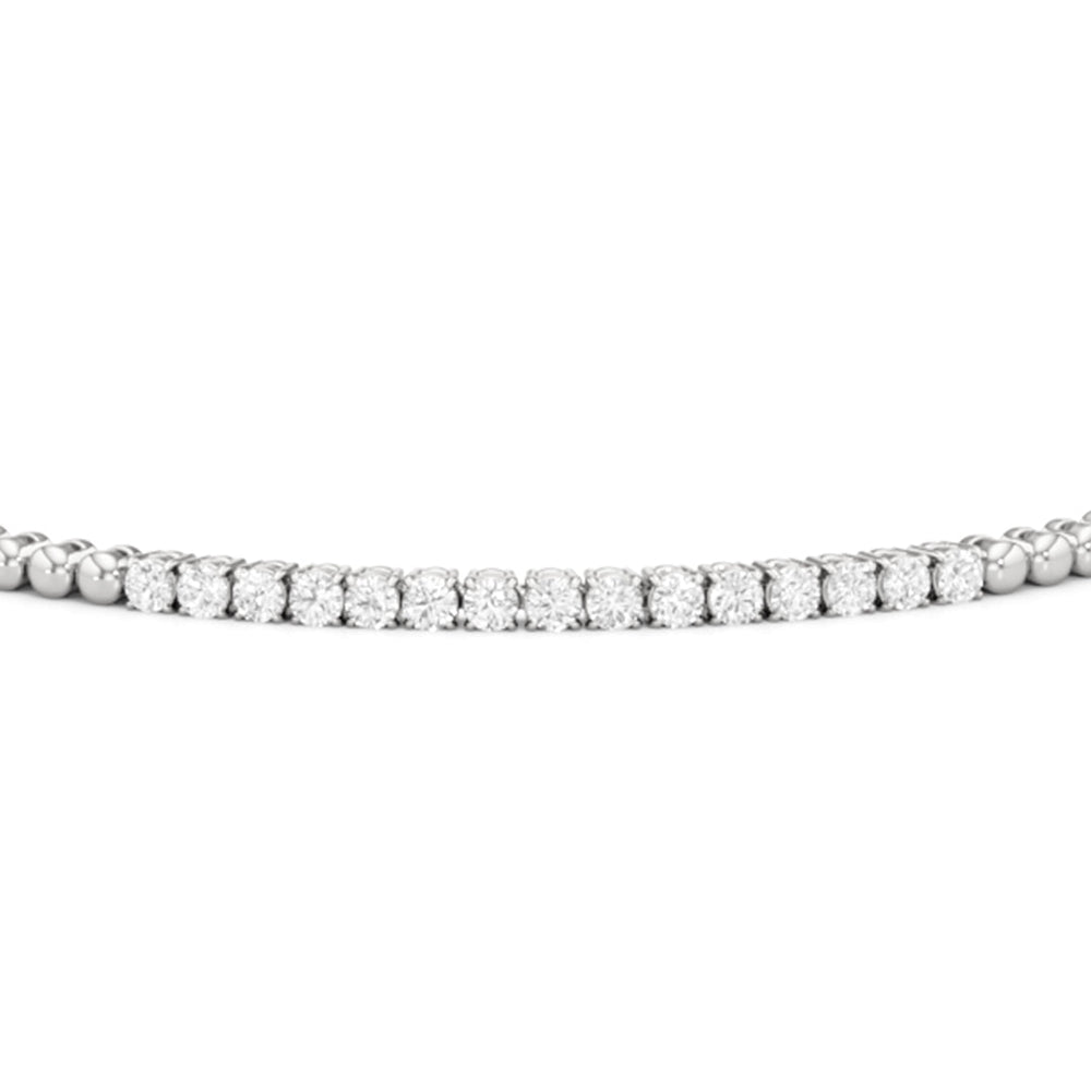 Gold Beaded and Round Diamond Tennis Bracelet with Lab Cut Diamond in 14KT White Gold view 6
