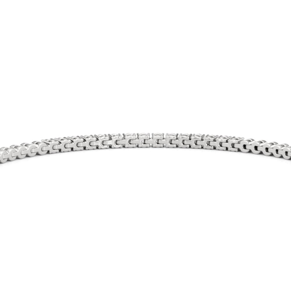 Gold Beaded and Round Diamond Tennis Bracelet with Lab Cut Diamond in 14KT White Gold view 8
