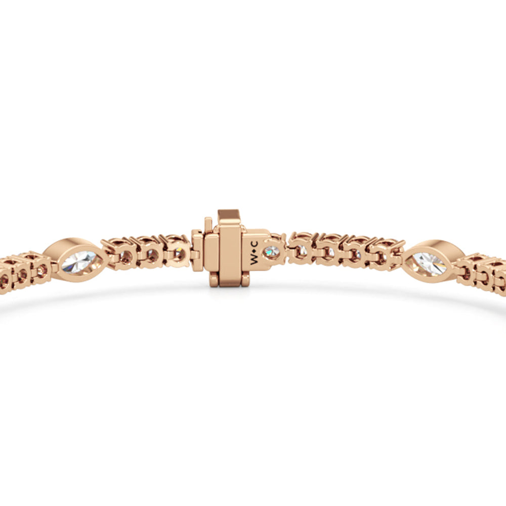 Marquise Station Tennis Bracelet with 4 1/2 Cut Diamond in 14KT Rose Gold view 7
