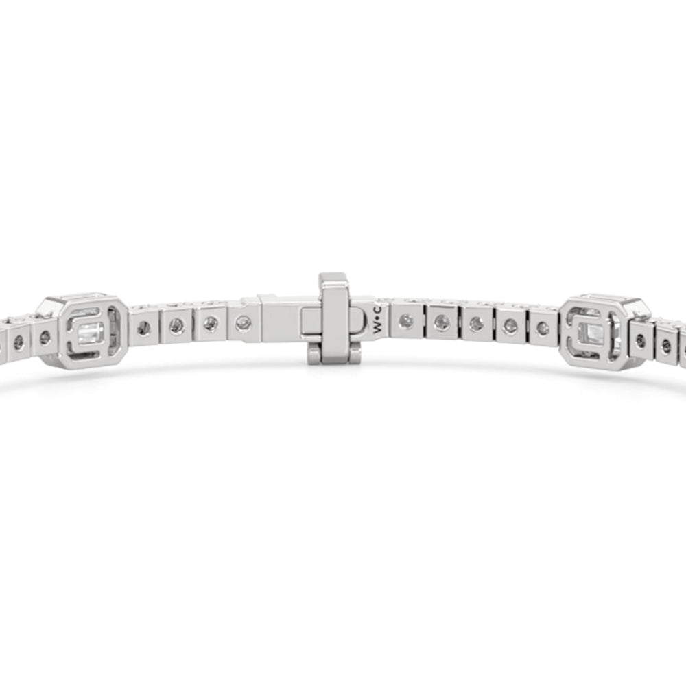 Emerald Station Tennis Bracelet with 4 Cut Diamond in 14KT White Gold view 7
