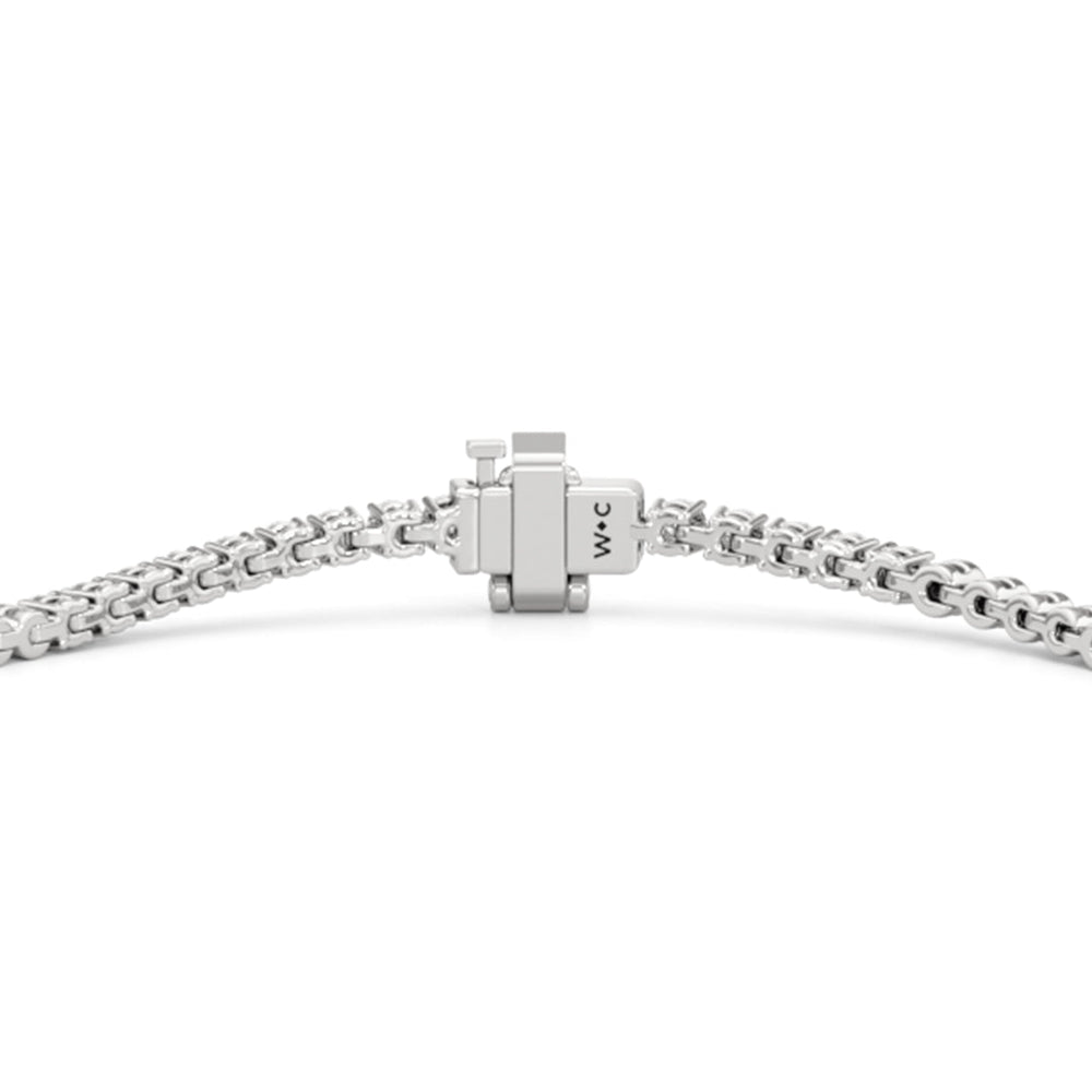 Gold Beaded and Round Diamond Tennis Bracelet with Lab Cut Diamond in 14KT White Gold view 7
