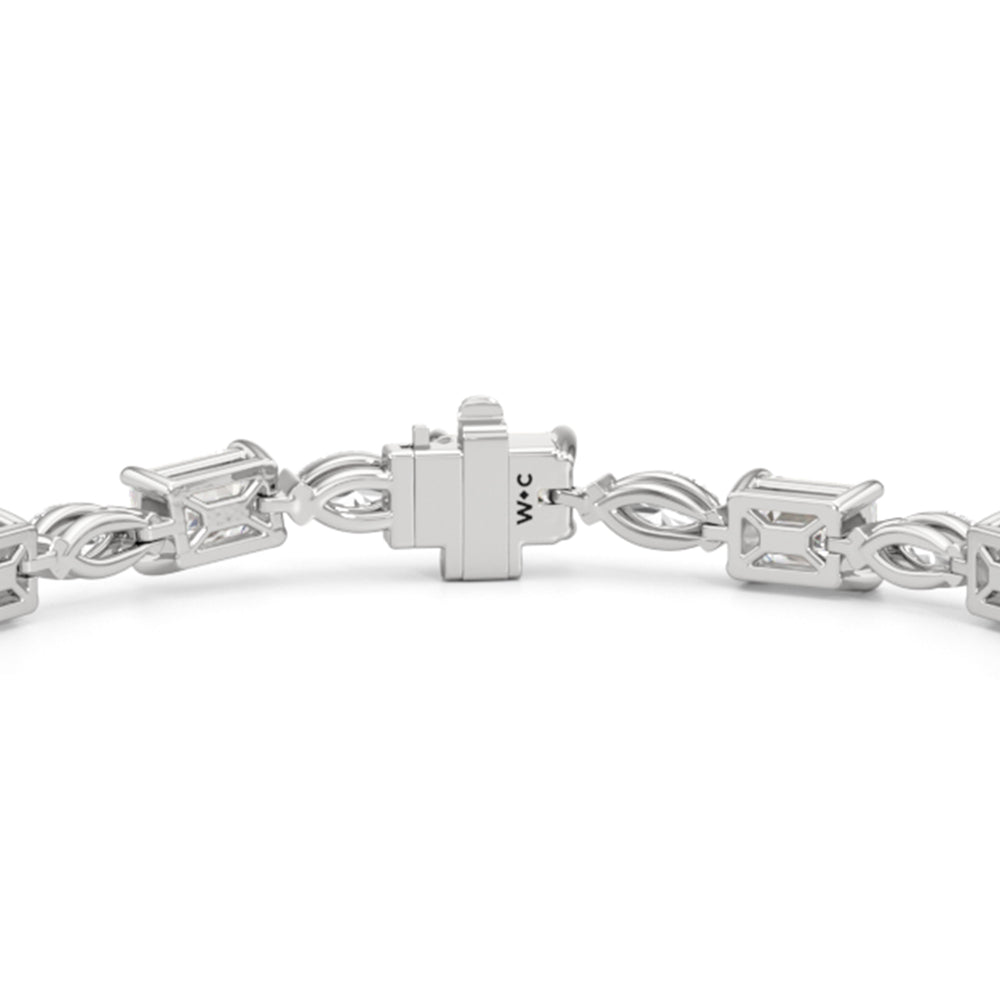 Marquise and Emerald Alternating Tennis Bracelet with Lab Cut Diamond in 14KT White Gold view 5
