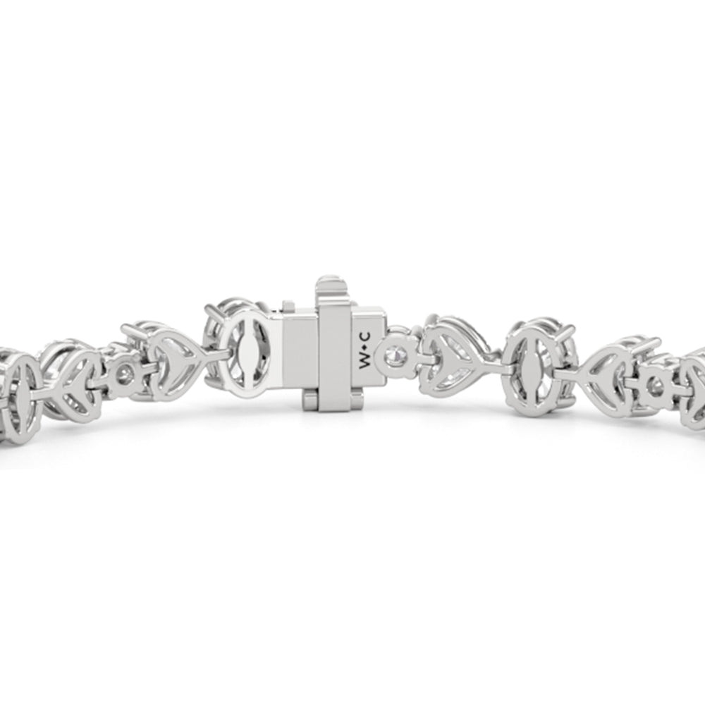 Heart and Oval Tennis Bracelet with Lab Cut Diamond in 14KT White Gold view 5
