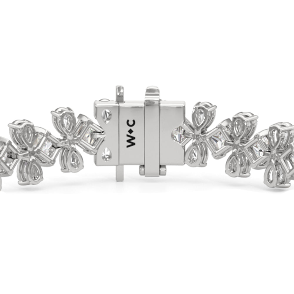 Fluer-de-lis Tennis Bracelet with Lab Cut Diamond in 14KT White Gold view 4
