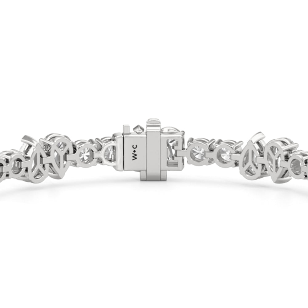 North-South Pear Sequenced Tennis Bracelet with Lab Cut Diamond in 14KT White Gold view 5
