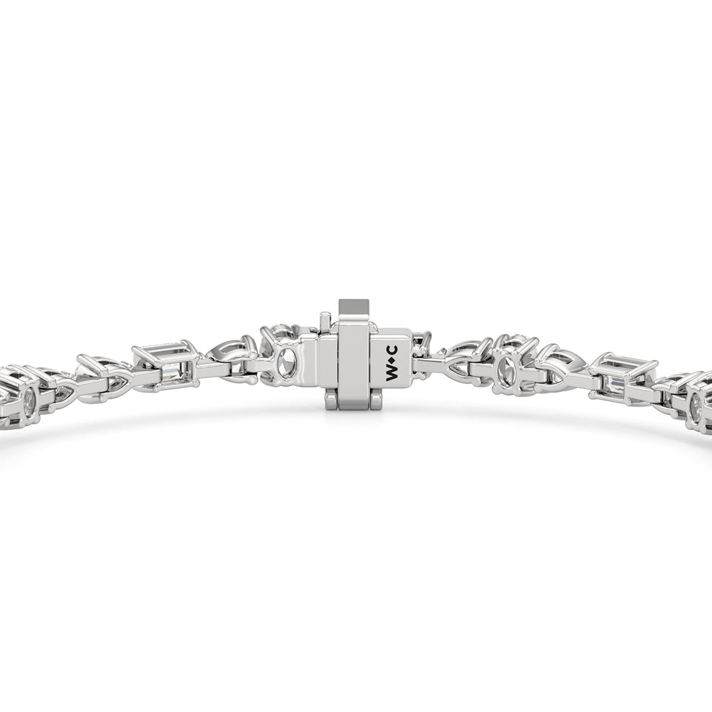 Pear and Oval Sequenced with Emerald Tennis Bracelet with 6 Cut Diamond in 14KT White Gold view 7
