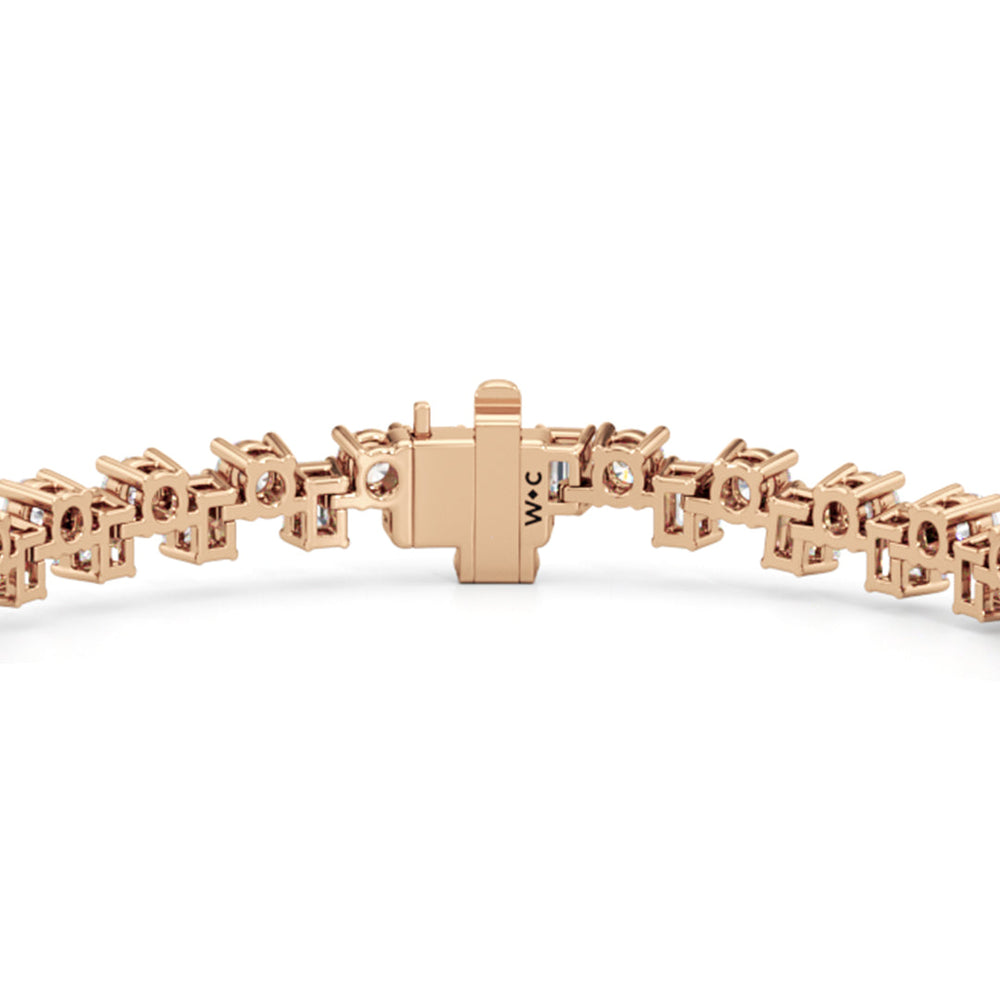 Staggered Tennis Bracelet with Lab Cut Diamond in 14KT Rose Gold view 7
